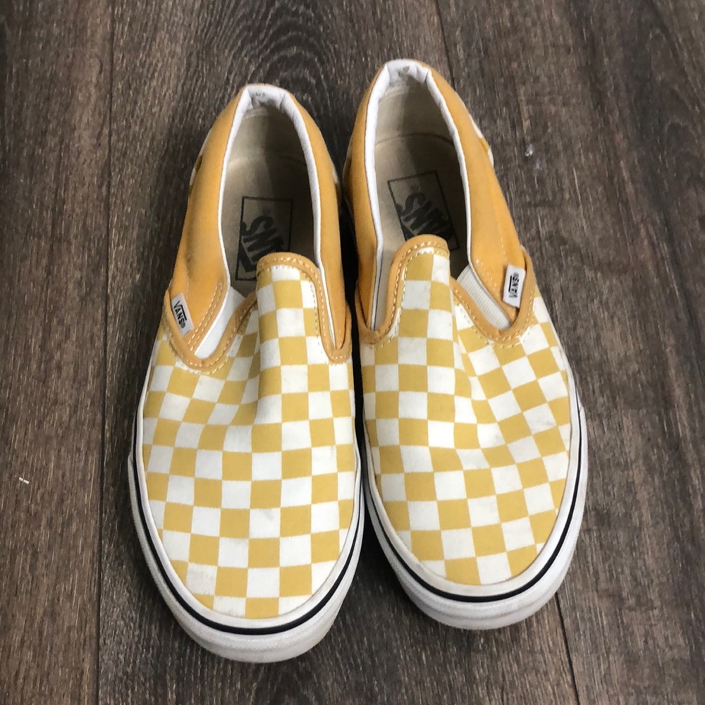 Vans Yellow Checked Slip On Mens 6.5 Womens 8
